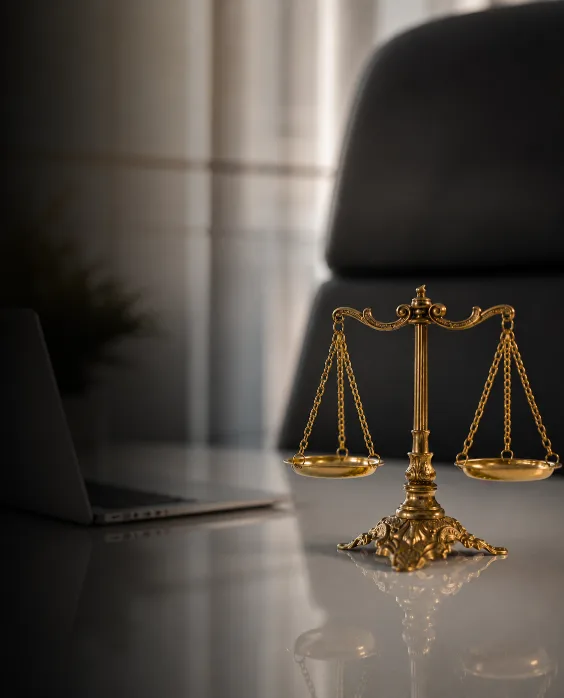 Balança da Justiça em escritório de advogado empresarial em São Bernardo do Campo